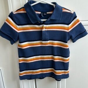 Janie & Jack Boys size 2T Blue, Orange & White striped polo good used condition